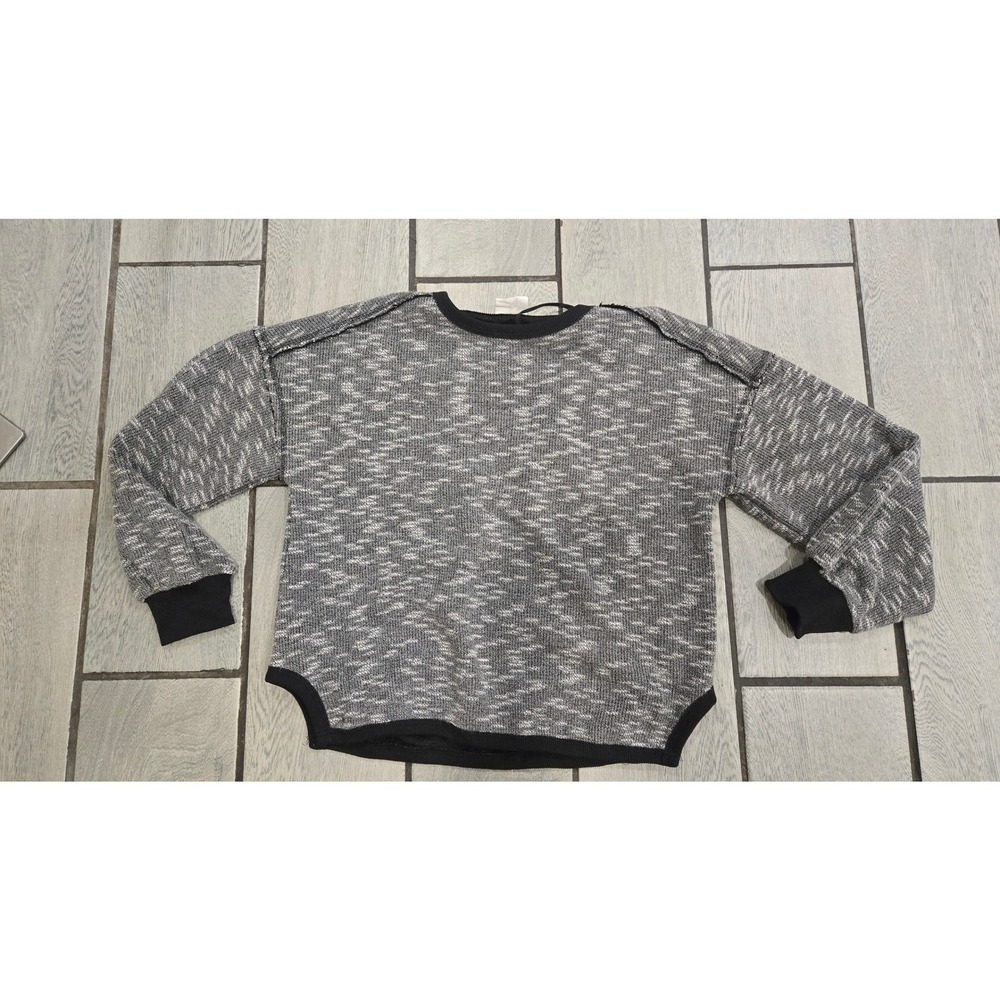 Newin Womens Grey Marled Knit Crewneck Sweatshirt Slouchy Pullover NT12350 S
